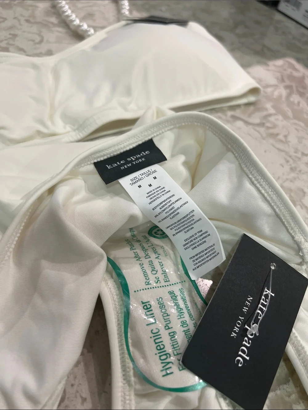 Kate Spade Pearl Strap Bikini Top - String Of Pearls Cream Size Medium